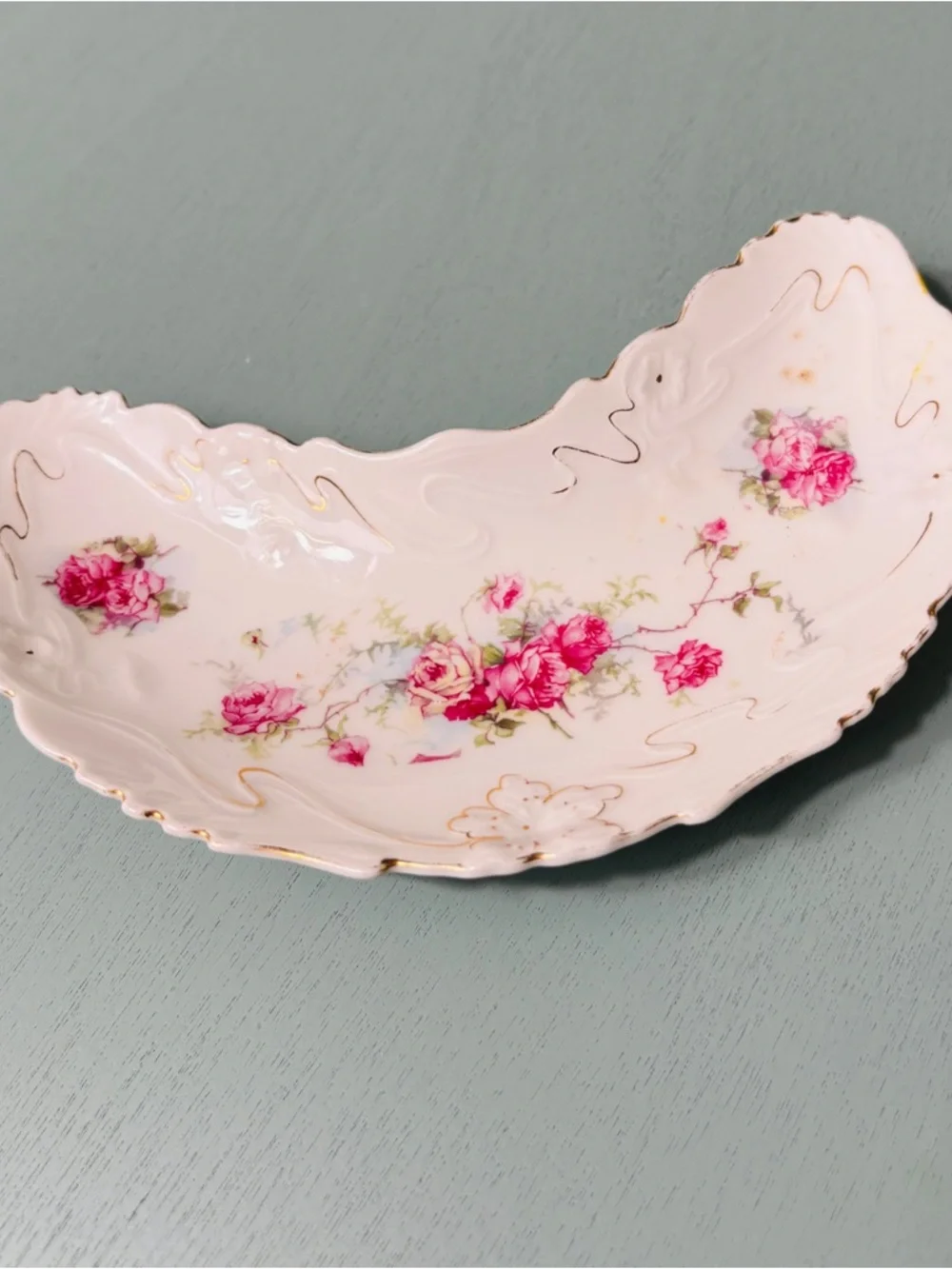 Antique Haviland Limoges. Crescent-shaped Trinket Dish - Picture 2 of 4